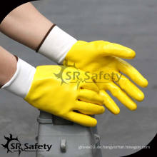 SRSAFETY 13G gestrickt Nylon Liner voll beschichtet Sicherheit Industrie Nitril Handschuhe / gelb Sicherheit Nitril Arbeitshandschuhe